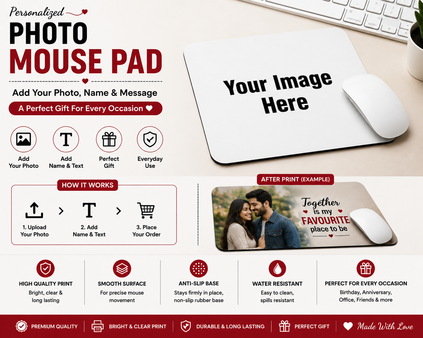 Personalized Photo Mouse Pad – Customize with Your Photo