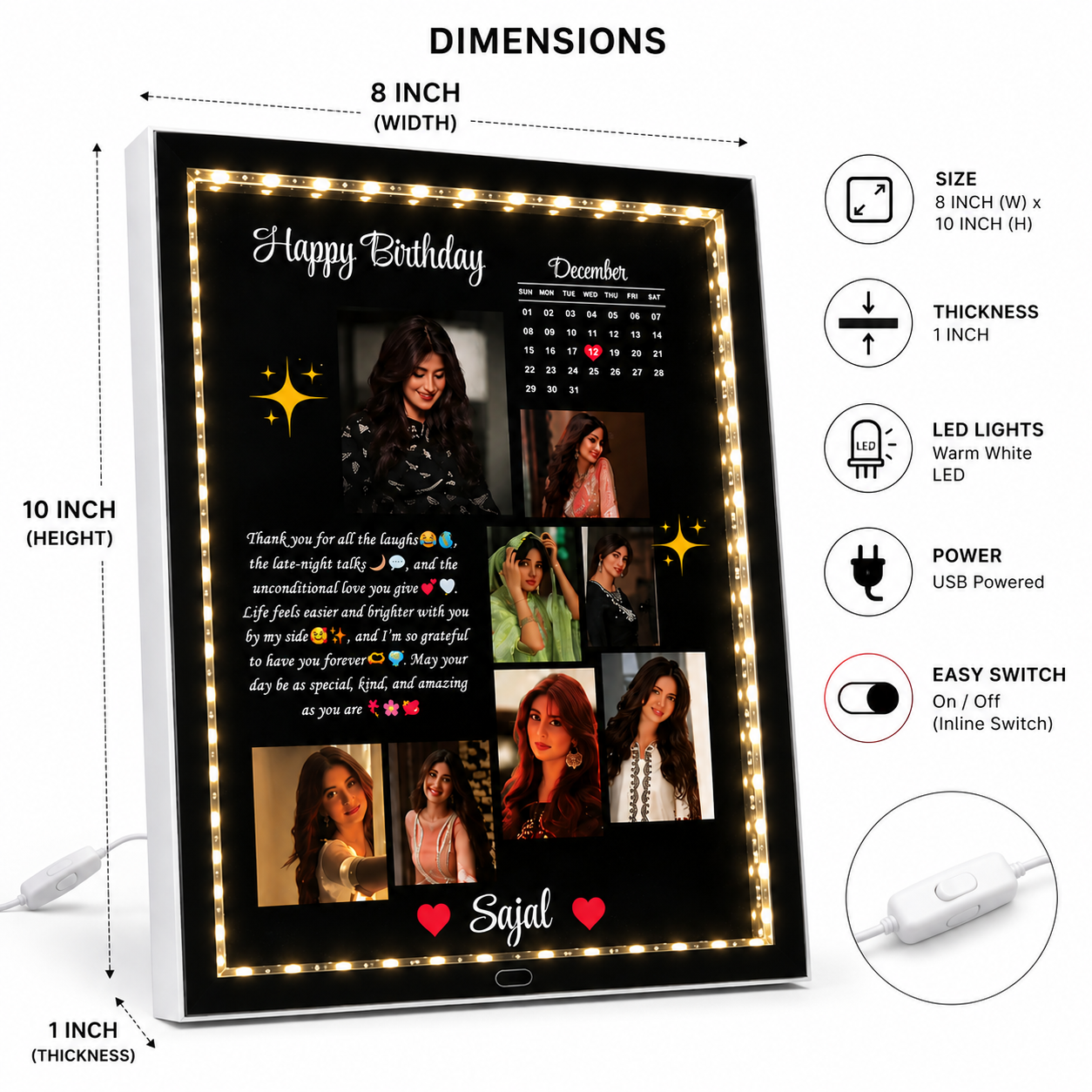 💝 Raksha Bandhan Personalized LED Magic Mirror